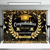 Aperturee - Gold Black Wheat Ear Congrats Graduation Party Backdrop